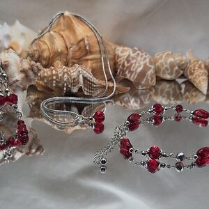 Elegant Red and Silver Jewelry Set